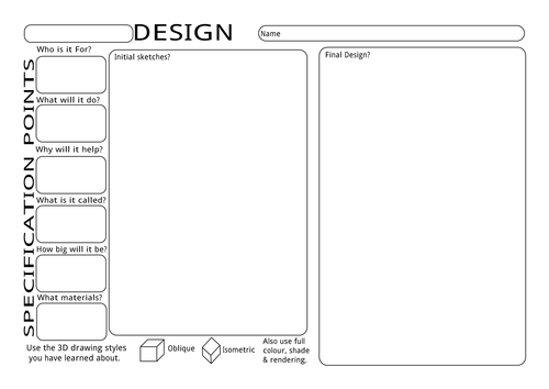 KS3 Design Ideas Worksheet