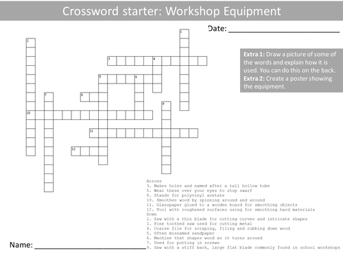 10 Crosswords Design Technology Resistant Materials KS3 GCSE Starter Plenary Homework Cover
