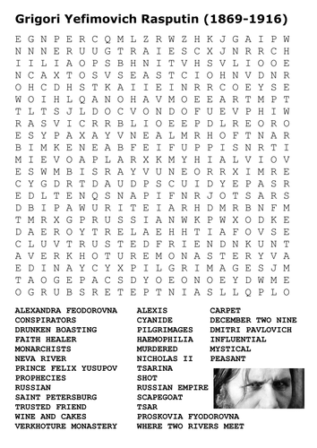 Grigori Rasputin Word Search