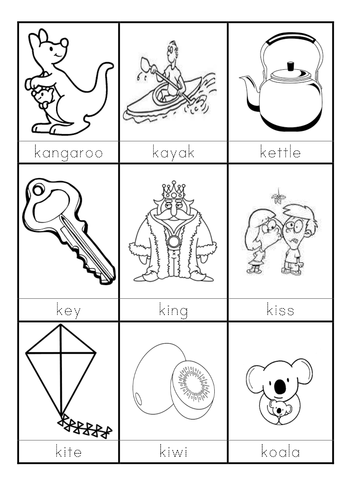 words beginning with K flashcards by sara-turner-montessori - Teaching