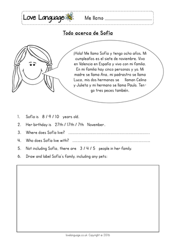 Personal information reading worksheets