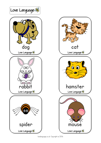 Pets - English vocabulary cards
