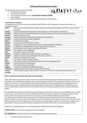 AS PE EDXECEL (New Spec) Revision Guide