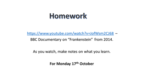 AQA GCSE Literature "Frankenstein" lessons -part 3