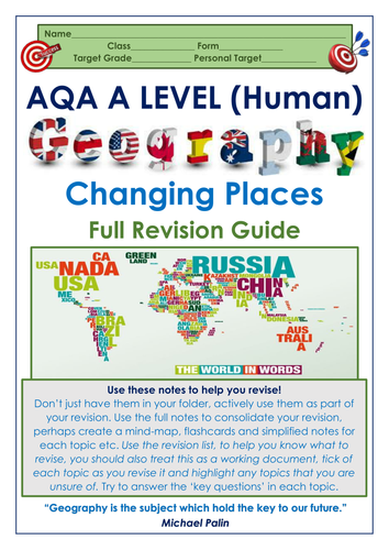 AQA A Level Geography: Changing Places Full Revision Notes Guide