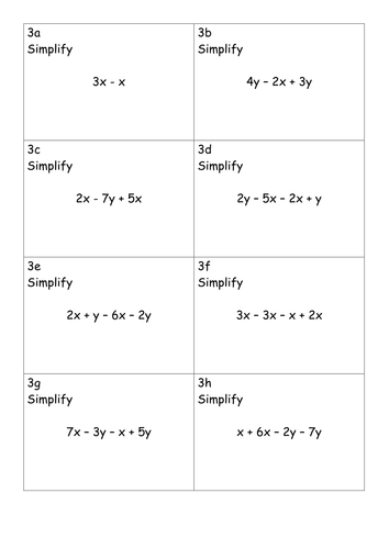 Differentiated simplifying algebra post it activity | Teaching Resources