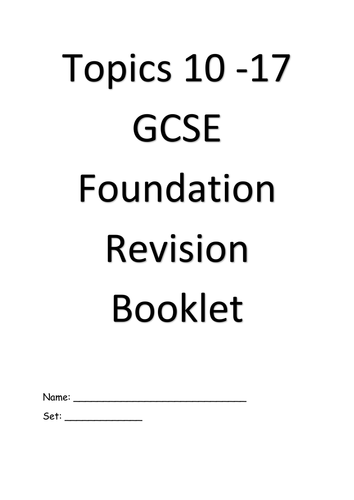 Revision Booklet for Foundation GCSE Maths