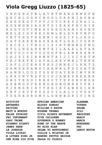 Viola Gregg Liuzzo Murder by the Ku Klux Klan Word Search