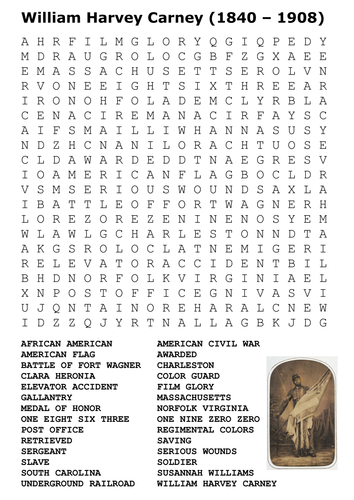 William Harvey Carney - Glory Film Medal of Honor Word Search