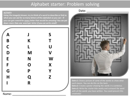 10 x Maths Alphabet Brainstorm Analysers GCSE or KS3 Keyword Starters Homework Cover Lesson