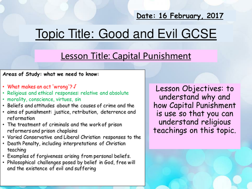 Capital Punishment/Death penalty New Spec GCSE