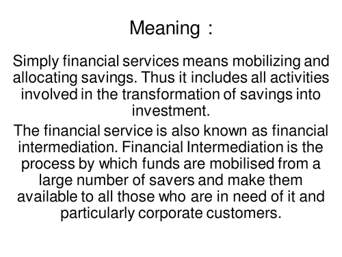 Basics of Financial Services