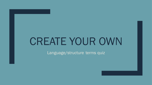 Learners create their own terminology quiz/game (GCSE English New)