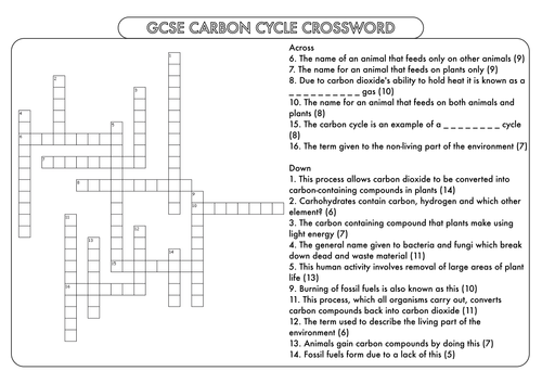GCSE Crossword Pack on Nutrient Cycles: Carbon and Nitrogen