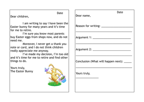 tes ks1 letter template by Easter Bunny Letter Writing HanMade Lesson Persuasive