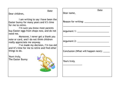 Easter Bunny Persuasive Letter Writing Lesson