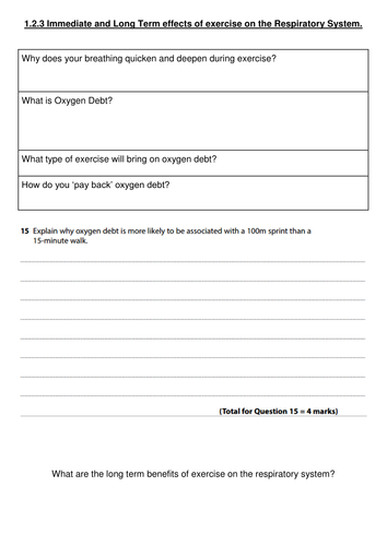 1.2.3 GCSE PE Respiratory system worksheets