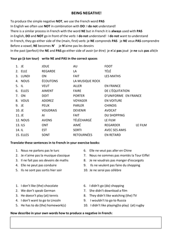 Simple negatives in French