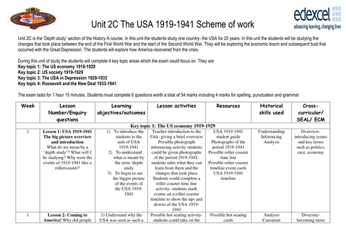 USA 1919-1941 entire scheme of work