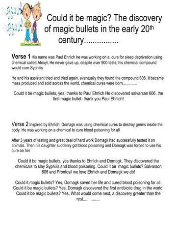 Creating a song about the discovery of magic bullets