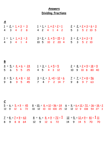 Dividing Fractions worksheets by lynellie - Teaching Resources - Tes