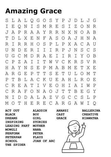 Amazing Grace by Mary Hoffman Word Search