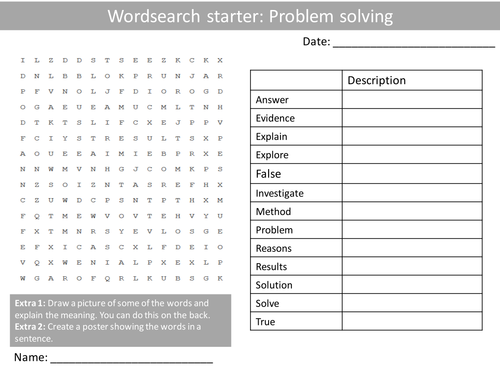 Maths Problem Solving KS3 GCSE Wordsearch Crossword Anagram Alphabet Keyword Starter Cover Homework