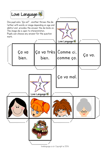 French All About Me Dice - answers to "How are you?"
