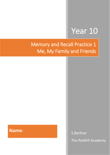 Memory and Recall tasks for GCSE German