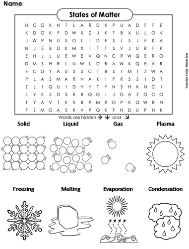 states of matter word search teaching resources