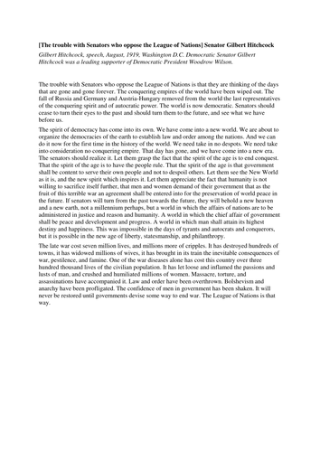 USA and the League of Nations