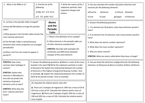 Edexcel 9-1  Exam revision lessons (Cc1-7+9) Separating methods, bonding, atoms, mass (Year 10 mock)