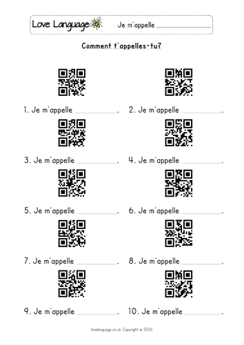 Names in French - QR codes