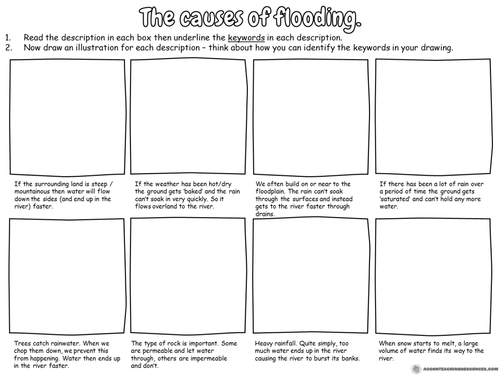 geography the causes of flooding worksheet teaching resources