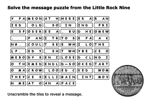 Solve the message puzzle from the Little Rock 9