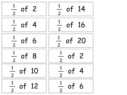 Differentiated fractions of a number worksheets for Year 1 and 2.