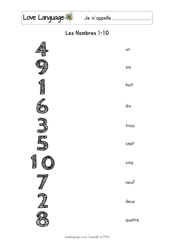 Age In French Numbers 1 10 Worksheets Teaching Resources