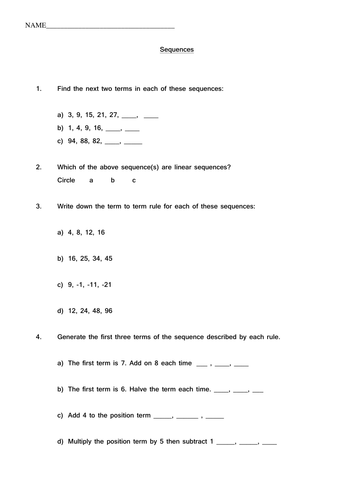 ks3 sequences test