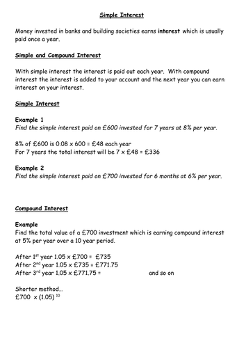 simple and compound interest notes and examples