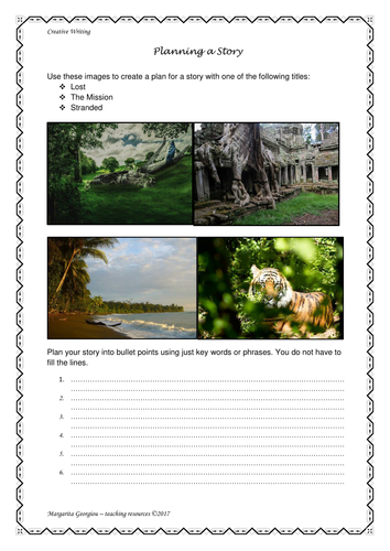 Images to inspire creative writing - planning template for an adventure story. Ideal for cover.