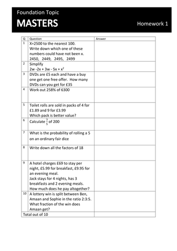 GCSE Maths 9-1 Revision Masters