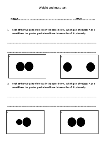 Gravity:  Weight and mass home work