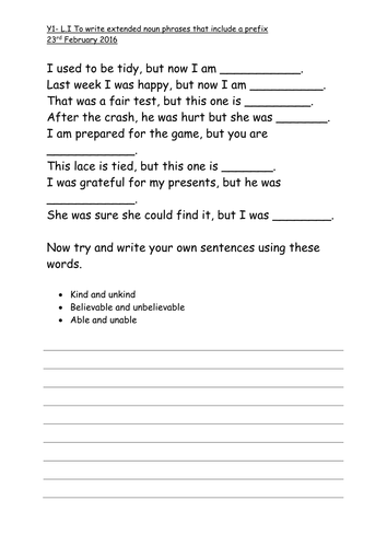 2 differentiated worksheets for prefixes