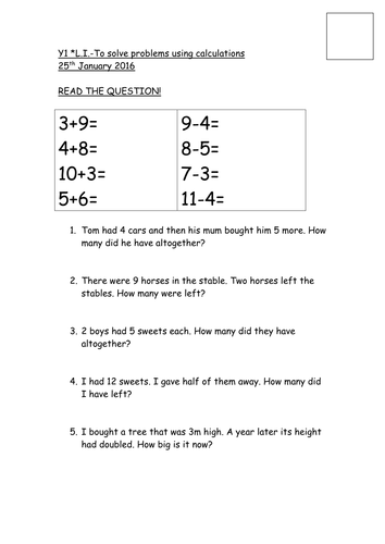 3 differentiated calculation worksheet