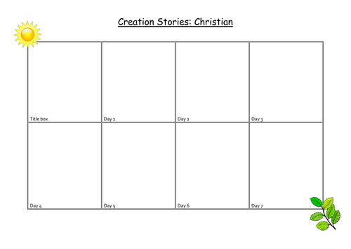 Christian Creation Story: story board worksheet