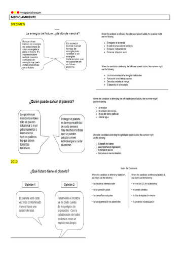 AQA A2 Spanish speaking cards (from specimen to 2016) (outgoing specification)