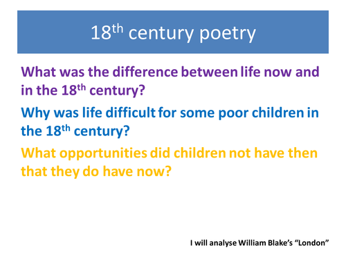 William Blake poetry - KS3