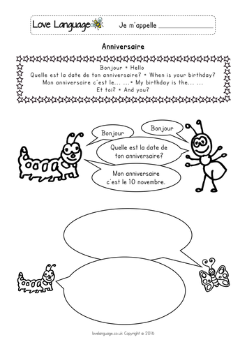 Birthday in French - worksheets