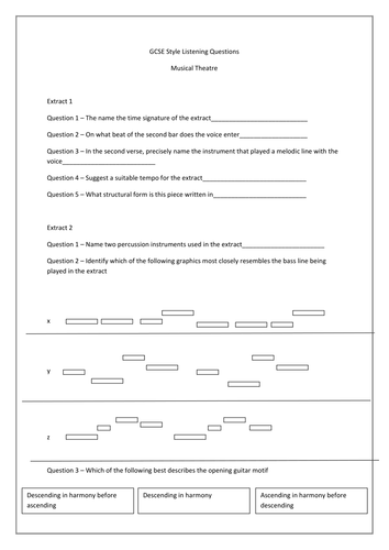Reformed GCSE Musical Theatre Questions