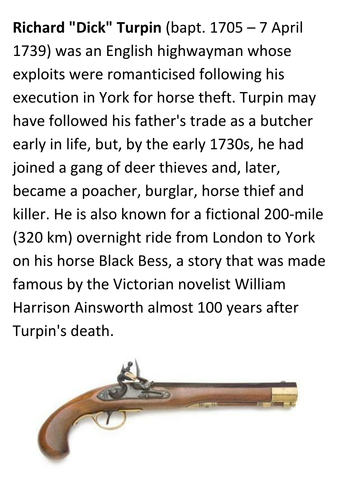 Dick Turpin Crime and Punishment Picture and Source Pack